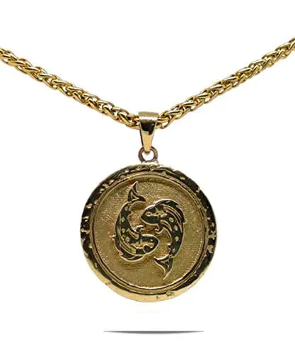 Collar de signo del zodiaco Piscis, collar personalizable, bronce, plata esterlina, collar de oro de 24 km, collar de horóscopo