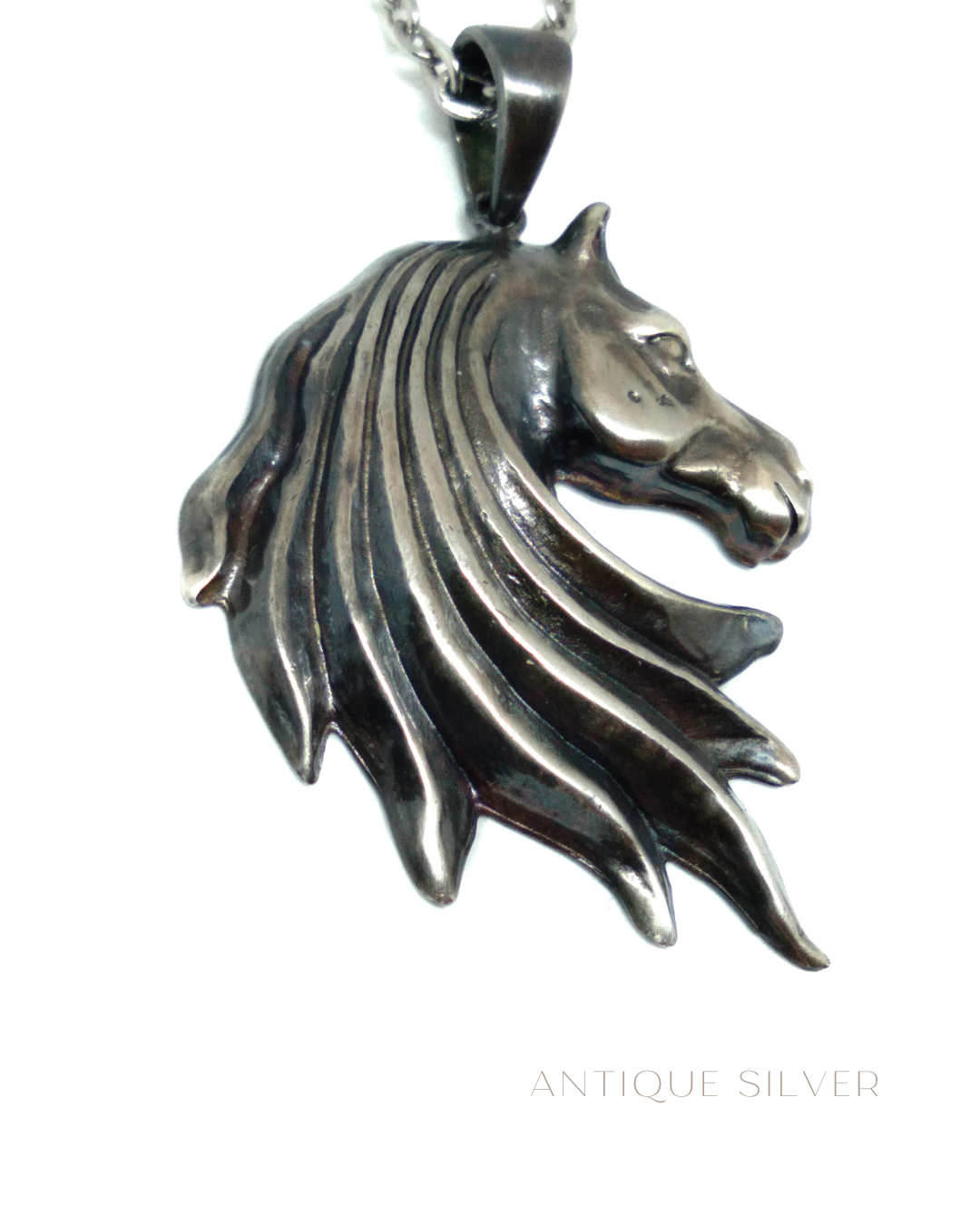 Horse head necklace in bronze, copper, 925 sterling silver, 24k gold plated, unisex jewelry