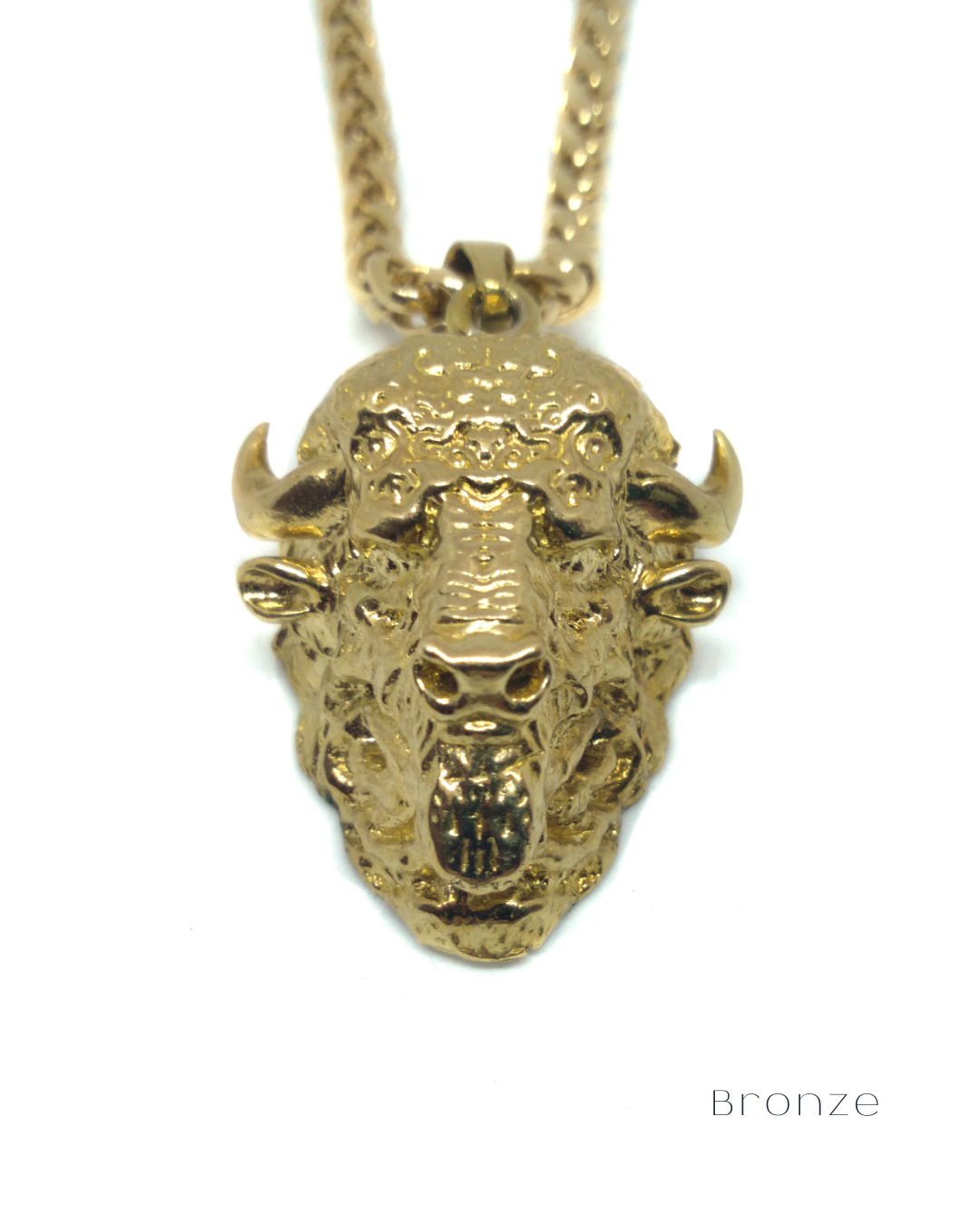 Buffalo necklace in 24K gold plated, 925 Sterling Silver, Bronze, Oxidized bronze, copper, for men and women