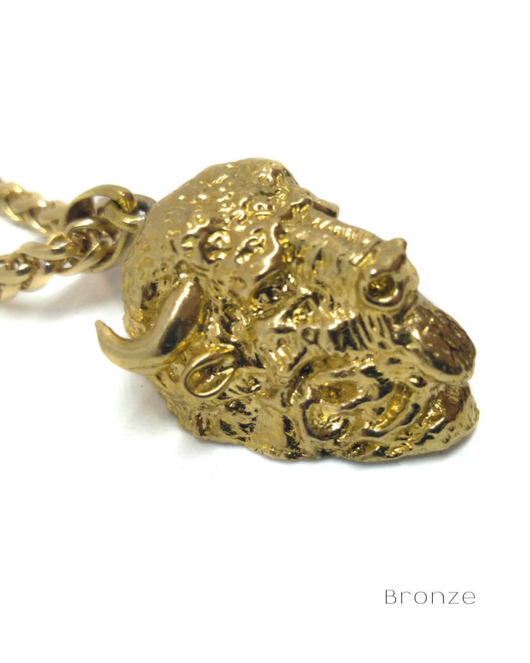 Buffalo necklace in 24K gold plated, 925 Sterling Silver, Bronze, Oxidized bronze, copper, for men and women