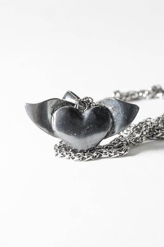 Heart necklace with wings