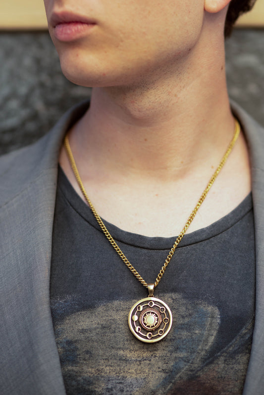 Collar de fases lunares, collar personalizado, collar de bronce, collar de plata esterlina, collar chapado de oro de 24 km, collar de luna, hecho a mano