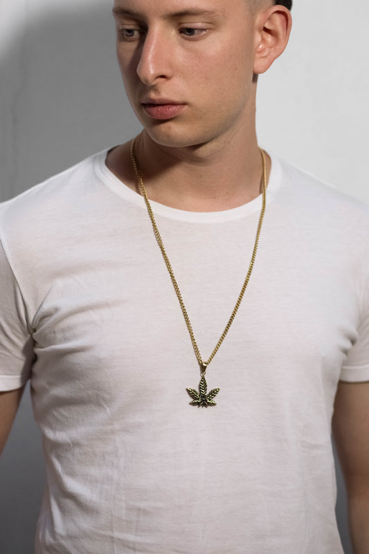 Collar de cannabis, collar personalizable, collar de bronce, collar de plata esterlina, collar chapado de oro de 24 km, collar de hojas, collar de hierba