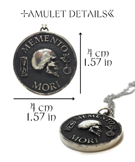 Collar Memento Mori, collar personalizable, bronce, plata esterlina, collar de oro de 24 km, collar grande