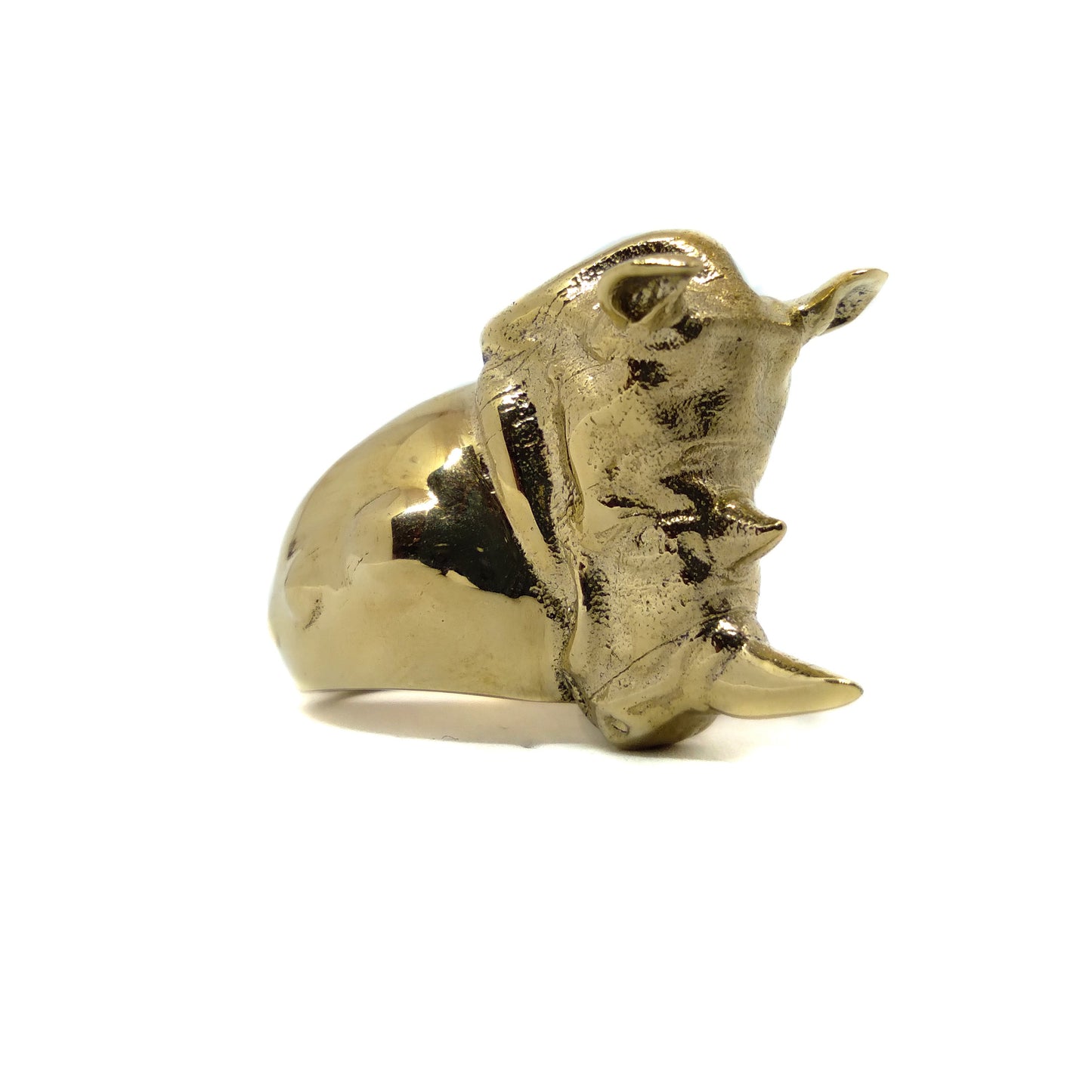 Anillo de rinocerontes, anillo personalizable, bronce, plata esterlina, plateado de oro de 24 km, anillo de rinoceronte, anillo de cabeza de rinoceronte, anillo de animales